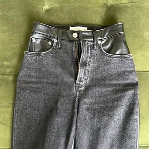 Mixed fabric black jean and leather Abercrombie pants